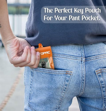 Waterproof Car Key FOB Pouch Submersible Dry Bag Holder for ID Credit Cards Cash Keys Case Swim Surf Floating Wallet - color: Orange