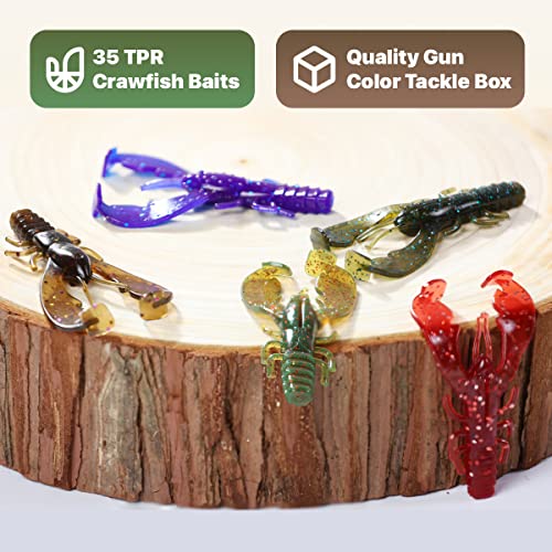 Ned Rig Baits Kit,TRD Soft Plastic Worms or Crawfish for Bass Fishing - color: Crawfish