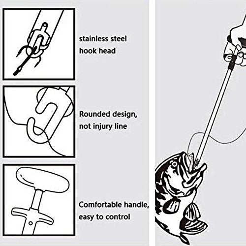 Tbest Fishing Hook Remover Stainless Steel T Shaped Quick Needle Remover Extractor Fish Hook Removing Tools Saltwater Freshwater - size: Large