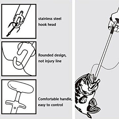 Tbest Fishing Hook Remover Stainless Steel T Shaped Quick Needle Remover Extractor Fish Hook Removing Tools Saltwater Freshwater - size: Large