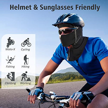 Cooling Balaclava Face Mask for Men Women,Summer Ice Silk Full Face Cover Sun UV Protection for Motocycle Cycling - color: Black