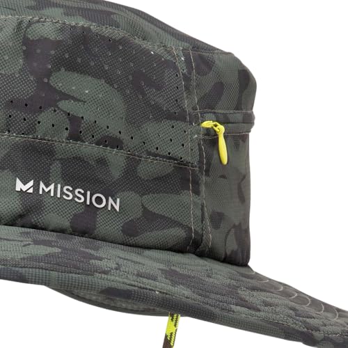 MISSION Cooling Anywhere Boonie Hat - Unisex Wide-Brim Hat for Men & Women - Cools Up to 2 Hours - UPF 50 Sun Protection - color: Etched Camo Black Forest