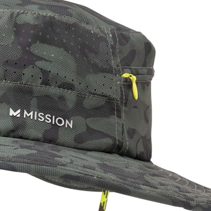 MISSION Cooling Anywhere Boonie Hat - Unisex Wide-Brim Hat for Men & Women - Cools Up to 2 Hours - UPF 50 Sun Protection - color: Etched Camo Black Forest