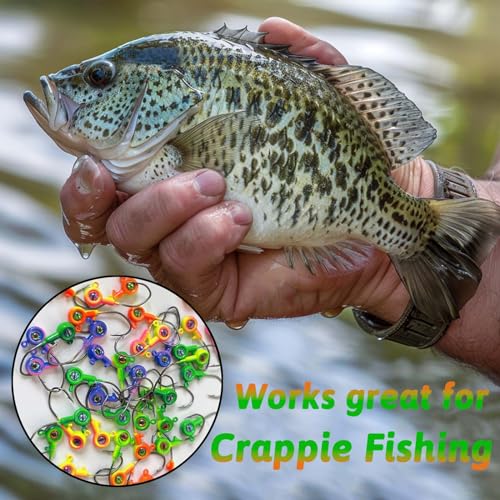 Crappie Jig Heads with 3D Eyes, 40 Packs - 1/32oz, 1/16oz, 1/8oz Jigs for Bass, Trout, Panfish - color: 1/16oz