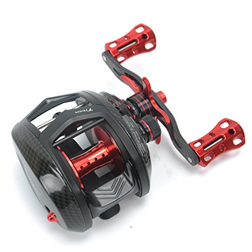 NEW Replacement Carbon Fiber 6061 Aviation Aluminum Fishing Reel Handle knobs Accessories for Baitcasting Rocker - color: 03-RED