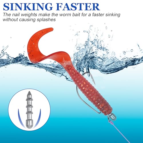 Nail Weights for Bass Fishing Sinkers Weights,40pcs Wacky Worm Weights Insert Sinkers Weights for Plastic Wacky Rig Bass Fishing - style: 1/8oz - 40pcs