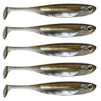 QualyQualy Soft Plastic Swimbait Paddle Tail Shad Lure Soft Bass Shad Bait Minnow Paddle Tail Swim Bait for Bass Trout Walleye Crappie - 2.75in, 3.14in, 3.94in, 5in - color: 5#, size: 3.14in - 6Pcs