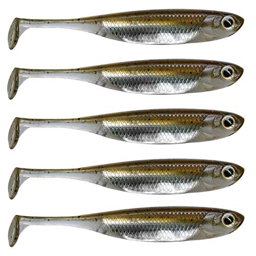 QualyQualy Soft Plastic Swimbait Paddle Tail Shad Lure Soft Bass Shad Bait Minnow Paddle Tail Swim Bait for Bass Trout Walleye Crappie - 2.75in, 3.14in, 3.94in, 5in - color: 5#, size: 3.94in - 5Pcs