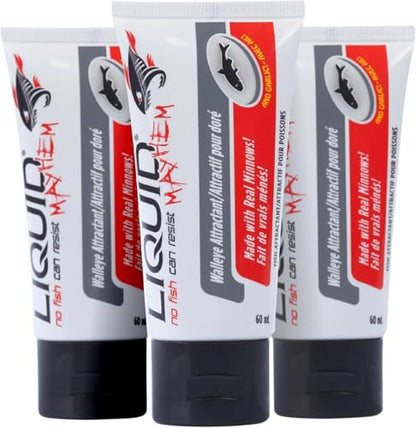 Liquid Mayhem Walleye Fish Attractant Gel 60 ml / 2 oz · 60 Uses – Real Anchovy Bait & Aminos | UV-Enhanced Long-Lasting Gel – All Lure Types - size: 3-Pack