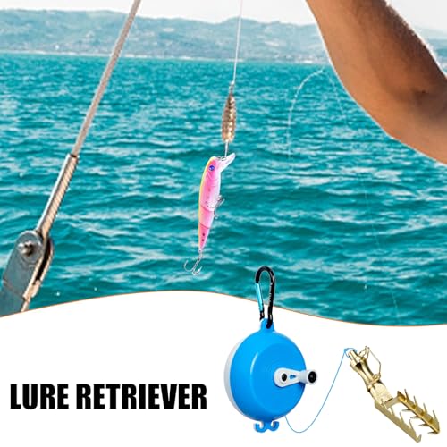 Lure Retriever Tool 30m PE Rope | Lure Retriever Bait Saver for Women Men Fishing Lovers - color: White and blue