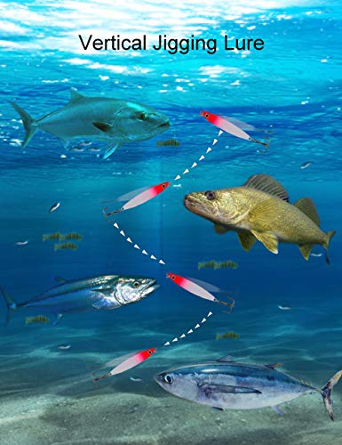 Saltwater Fishing Jigs Vertical Flat Jigging Lure, 6pcs Metal Sinking Lure for Tuna, Amberjack, Kingfish, Snapper