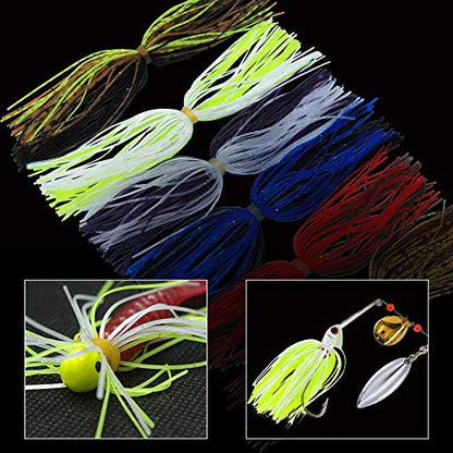 Silicone Jig Skirts DIY Rubber Fishing Jig Lures 12 Bundles 50 Strands Fishing Bait Accessories Spinnerbaits Buzzbaits Spoon Blade Squid Skirt Replacement Part, Fly Tying Material Color Random - size: 24 Bundles