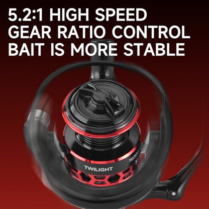 HAUT TON Dolphin Advance Edition Spinning Reel,5.2:1Gear Ratio,22LBS,5+1BB,Backlash Free Bearing,Sealed Drag System,Saltwater,Freshwater Fishing Reels - color: TGR, size: 5000