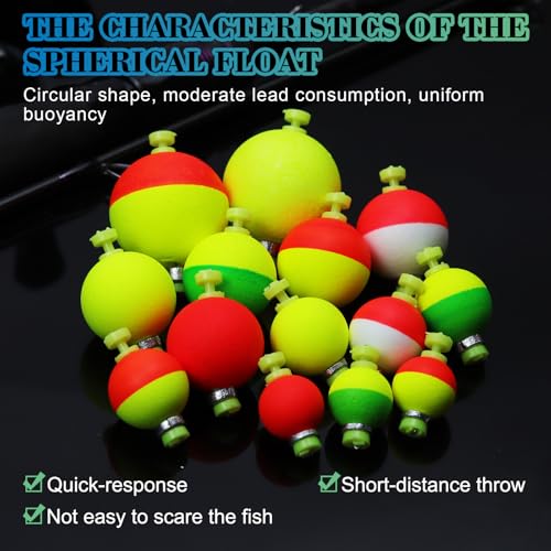 Weighted Fishing Bobbers 10-Pack - Slip Bobbers for Catfish with Spring Clip | 5 Sizes & Styles | High-Visibility EVA Floats with Bottom Weight for Stability - size: 0.98in-10pcs
