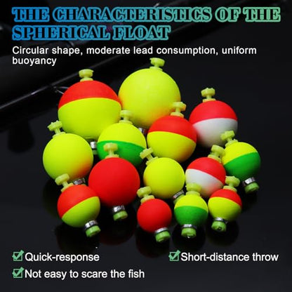 Weighted Fishing Bobbers 10-Pack - Slip Bobbers for Catfish with Spring Clip | 5 Sizes & Styles | High-Visibility EVA Floats with Bottom Weight for Stability - size: 0.78in-10pcs