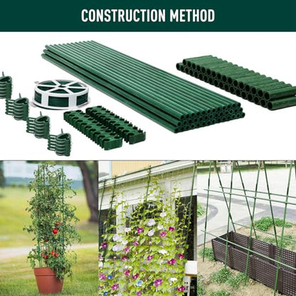 MAXPACE 125pcs Garden Stakes Kit: Includes 40 Sets of Fiberglass Plant Sticks Supports & Accessories for DIY 4ft, 5ft, 6ft, 7ft Stakes for Tomato, Vegetables, Indoor & Outdoor Gardening Supplies - size: 17inch 40pcs