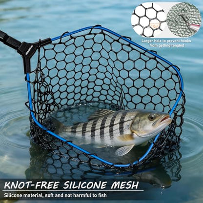 THKFISH Carbon Fiber Fishing Landing Net- 27 to 157.5 Inch Long Handle, Portable Collapsible Fishing Net for Salmon, Steelhead, Fly, Catfish, Bass, Trout Fishing, Trout Net, Dip Net Gifts for Men - size: 157.5” Telescopic Handle