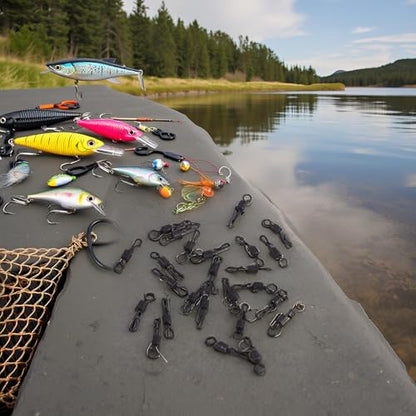 25pcs/Set Swivels Q Shaped Fishing Swivels Carp Rigs Accessory for Outdoor Fishing Matte Black