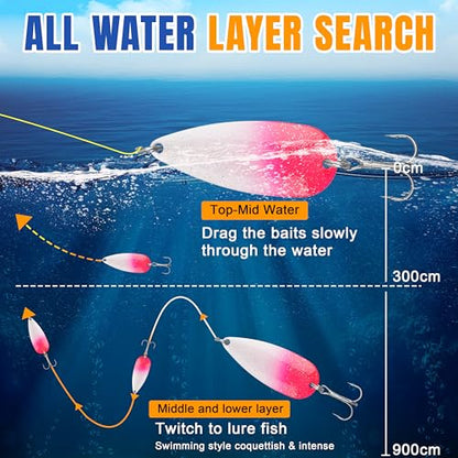 Fishing Spoons Lures Trout Spoons Fishing Lure Metal Jigging Trout Lures Casting Trolling Spoons with Durable Treble Hooks for Trout Bass Pike Walleye Crappie Salmon - size: 1oz(28g)-5pcs