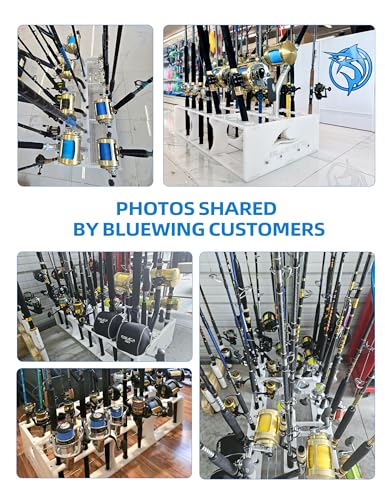 BLUEWING 45 Fishing Rods Storage Rack Trolling Aluminum Bent Butt Rod Holder Mounted Pole Organizer Large Capacity for Poles and Reel Combos, Black - color: Black