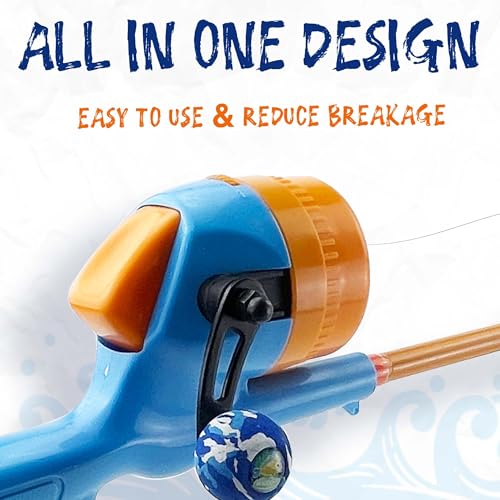 Kids Fishing Pole, Telescopic Fishing Rod, Toddler Collapsible Fishing Rod and Reel Combo with Tackle Box, Fishing Line, Bobber, and Soft Lures for Boy, Girl, Youth, Beginner, Over 4 Years Old - color: blue+orange
