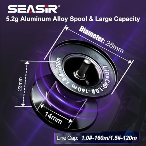 SEASIR ZeroVX Baitcasting Reel, 4.7oz Ultralight Fishing Reel Casting, Freshwater Baitcaster Reel, Carbon Fiber Washer, Max Drag 9LB, 7.6:1 Gear Ratio, 6+1 Shielded Ball Bearing - style: Right Hand