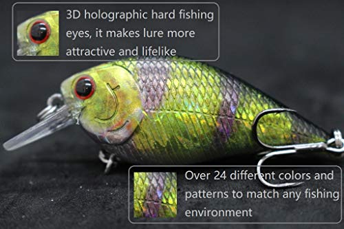 Minnow Crankbait for Bass Fishing Bass Lure Jerkbait Fishing Lures and Tackle Box - color: HC15KB