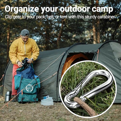 sprookber Stainless Steel Spring Snap Hook Carabiner - 304 Stainless Steel Caribeener Clips, Set of 6 - size: 3.15 Inch