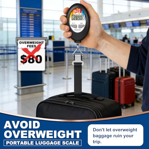 SNAIL TRAIL 100 lbs (45 kg) Digital Luggage Scale, Portable Suitcase Weigher, Travel Bag Weight Scale, Handheld Baggage Weigh Machine, Gift for Travelers - color: Black