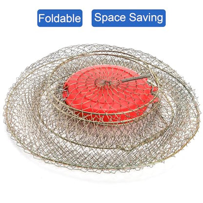 Bekith 2 Pack Galvanized Steel Wire Fish Basket, Collapsible Fishing Basket, Portable Wire Fish Basket Outdoor Use