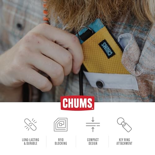 Chums Surfshorts Wallet - Lightweight Slim Wallet with RFID Blocking Card & Clear ID Window - Zippered, Water Resistant w/Key Ring (Purple Tie Dye) - color: PURPLE TIE-DYE