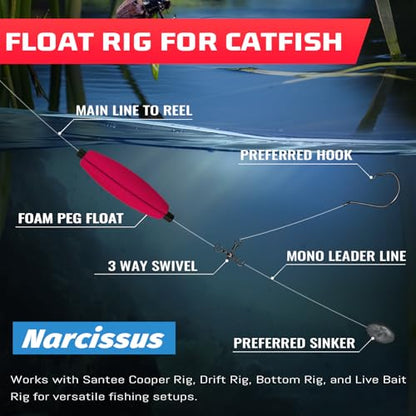 Narcissus Fishing Slotted Peg Float – Slip Bobbers for Fishing, Catfishing Tackle, Fishing Bobbers for Bass, Santee Rig, Easy Line Insertion, No Threading - color: 18pcs-2.5in