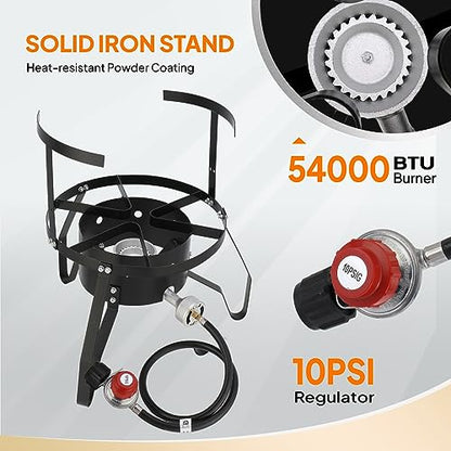ROVSUN 50QT Turkey Fryer with 54,000BTU Propane Stove, Stainless Steel Outdoor Deep Fryer & Seafood Boiler Steamer with Basket, Thermometer, Lifting Hook & Support Rack for Outdoor Backyard Cooking - size: 50QT