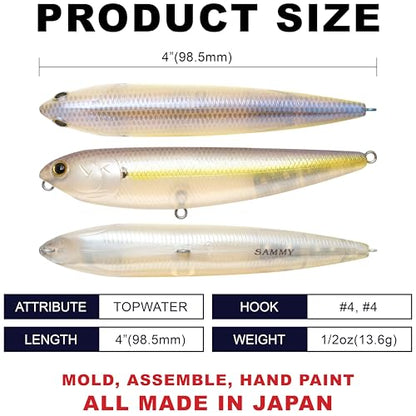 LUCKY CRAFT Sammy 100, Topwater Walking The Dog Action Freshwater Lake Bass Fishing Champion Bait - color: 250 Chartreuse Shad, size: 100