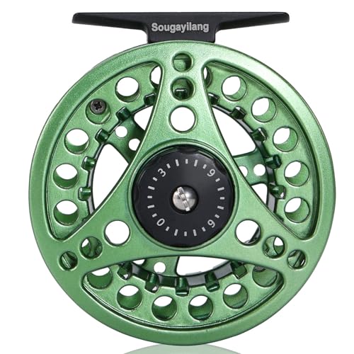 Sougayilang Fly Fishing Reel, Die Cast Aluminum Fly Reel, 5/6, 7/8, Weight Saltwater Fly Reels, 5/6, 7/8, Weight Saltwater Fly Reels - color: Green, size: 7/8wt