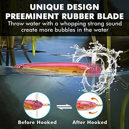 TRUSCEND Popobait Easy Catch Fishing Lures with BKK Hooks, Instant Startup, Longer Cast, Balanced Spray/Sound/Swim, Plopper Topwater Lures for Bass, Trout, Pike, Walleye, Freshwater Saltwater Fishing - color: C2-5",1oz