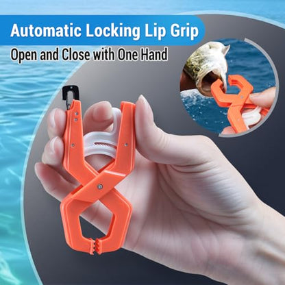Fish Scale Digital Fishing Scale with Lip Gripper & Replaceable Hook, Auto Unit Recall, 110 lb Capacity, Memory & Total, Multi-Mode lb/oz/kg with LCD Display, Fishing Gift for Men