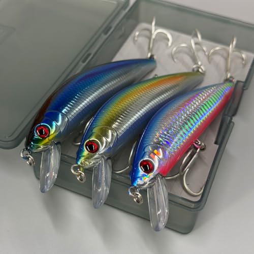 3pcs Heavy Minnow Tuna Fishing Lure Artificial Hard Baits Sinking Saltwater Seabass Wobbler Fish Baits Pesca Strong Treble Hooks Wobbler Jerkbait Swimbait AH1340 - color: AH1340B-5.1'' 1.4oz