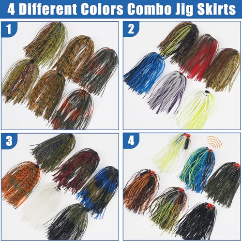 Spinner Bait Skirt Jig Skirts Replacement DIY Fishing Lure Making Supplies Soft Skirt for Spinnerbaits Bass Fishing Jigs Buzzbait Squid Jigs Fishing Lure Skirts 50 Strands - style: 24pcs