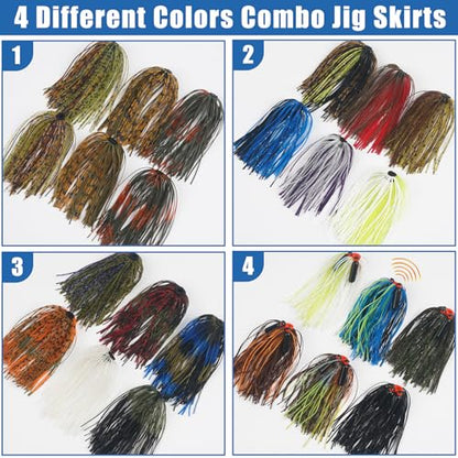 Spinner Bait Skirt Jig Skirts Replacement DIY Fishing Lure Making Supplies Soft Skirt for Spinnerbaits Bass Fishing Jigs Buzzbait Squid Jigs Fishing Lure Skirts 50 Strands - style: 24pcs