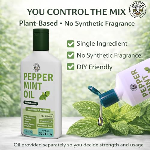 Peppermint Oil Spray -Makes 320 Fl Oz(20 Refills) -DIY Kit |Essential Oil Extract(Mentha Arvensis) Indoor & Outdoor Multi Purpose