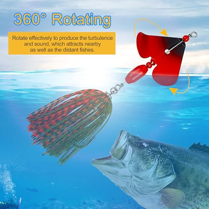Spinnerbait Fishing Lures Kit - 6/12pcs Bass Fishing Buzzbait Lures Spinner Baits for Bass Trout Pike Salmon Multicolor Swimbait Buzz Bait Metal Spinner baits Swim Jigs Freshwater Saltwater - color: Style B-6pcs