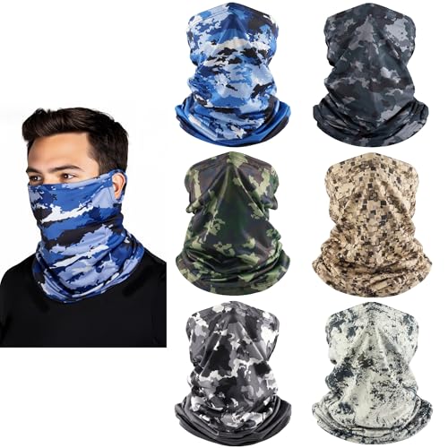 HONGTEYA 6 Pack Summer Neck Gaiter, UV Protection Cooling Face Mask Breathable Bandana Head Scarf Face Cover for Men Women - color: Multicolor2