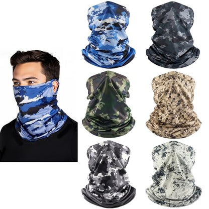 HONGTEYA 6 Pack Summer Neck Gaiter, UV Protection Cooling Face Mask Breathable Bandana Head Scarf Face Cover for Men Women - color: Multicolor2