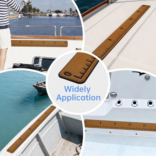 Fish Ruler with 3M Adhesive - 40in EVA Foam Fish Measuring Ruler for Fishing Boat Marine Accessories, Waterproof Non Slip Fish Measuring Tape, Fish Measurement Sticker Tool for Boat Kayak - color: Brown