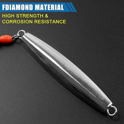 Diamond Jig Saltwater Fishing Lures Casting Jigging Spoon with Tube Tail Stainless Steel Hooks Trolling Lures Striped Bass Metal Jig for Deep Sea Surf Fishing Bottom Dragging Sinking - color: Red, size: 8 oz