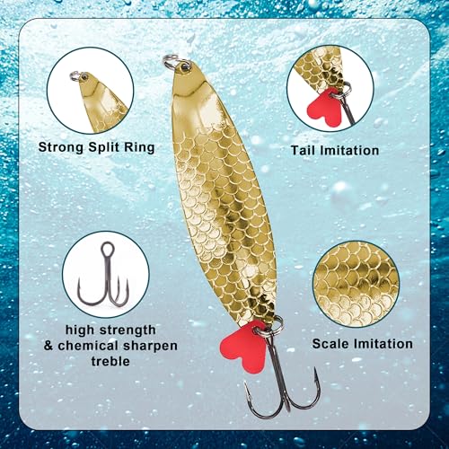 Fishing Lures for Saltwater/Freshwater, Metal Trout Lures for Bass Walleye Pike, 5g Fishing Spoon with Single Hook - color: FS03