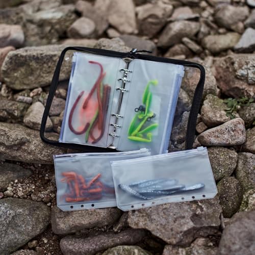 Fishing Lures Bag – PVC Clear 10 Page Ring Binder Bait Pouch, Zipper Storage Organizer | Portable Tackle Arrangement for Saltwater Freshwater Lake River Pond Beach Shore Boat Outdoor