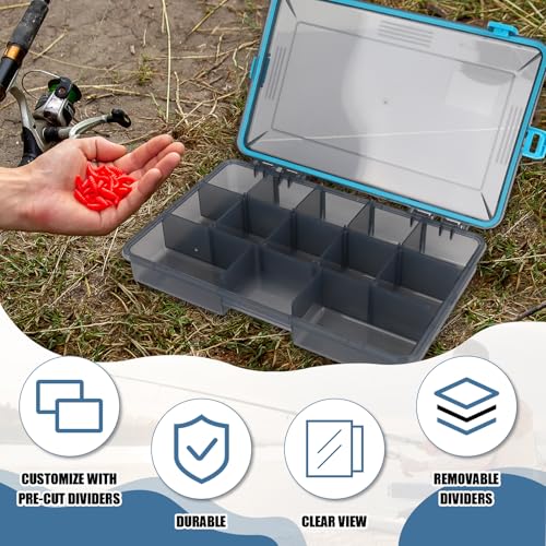 JarThenaAMCS 4 Pack Fishing Tackle Box Waterproof Plastic Tackle Storage Tray with Adjustable Dividers Portable Lure Bait Container for Outdoor Fishing Gear Organization (Orange, Green, Blue, Pink)