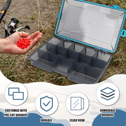 JarThenaAMCS 4 Pack Fishing Tackle Box Waterproof Plastic Tackle Storage Tray with Adjustable Dividers Portable Lure Bait Container for Outdoor Fishing Gear Organization (Orange, Green, Blue, Pink)